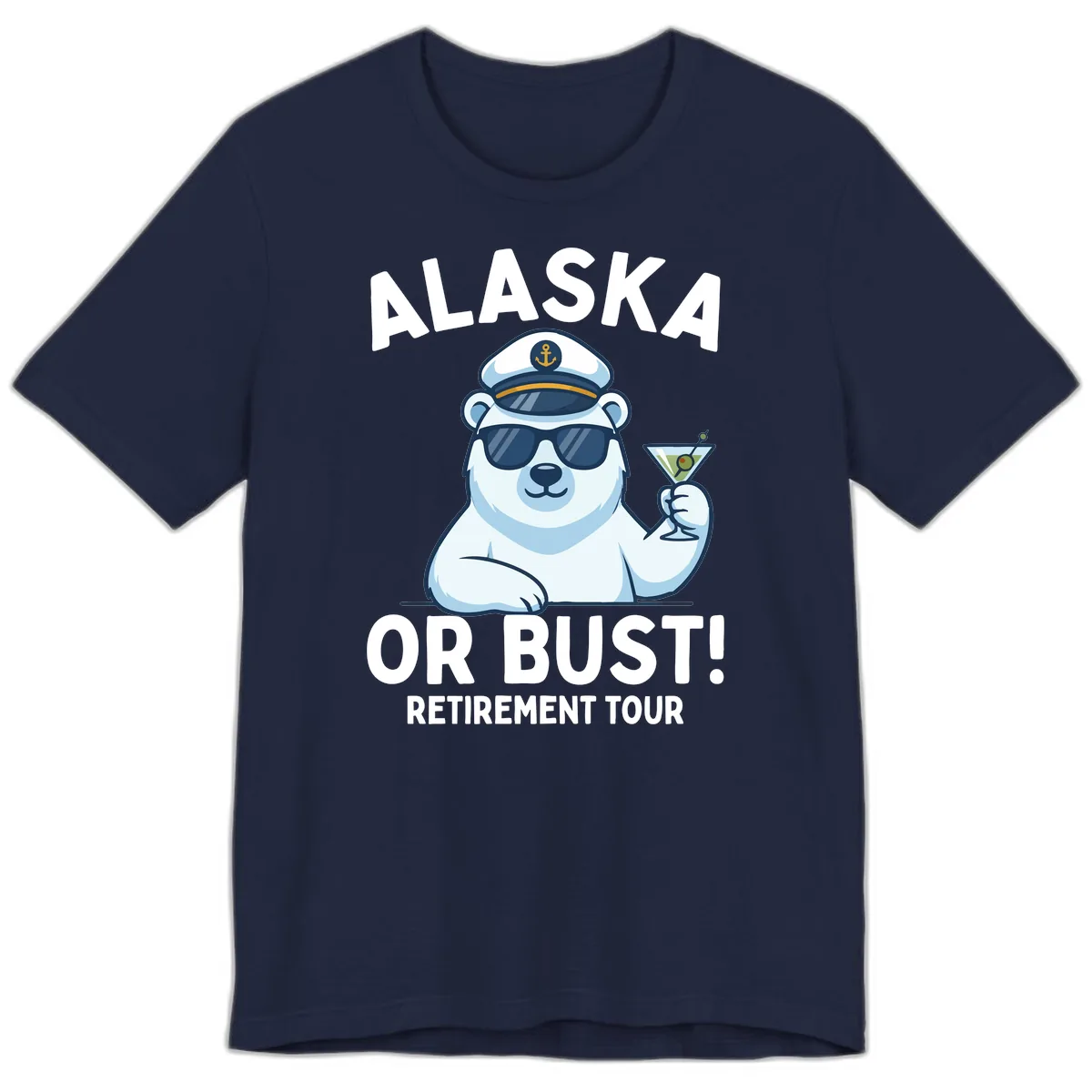 Alaska Or Bust Retirement Tour Polar Bear Premium T-Shirt in Navy