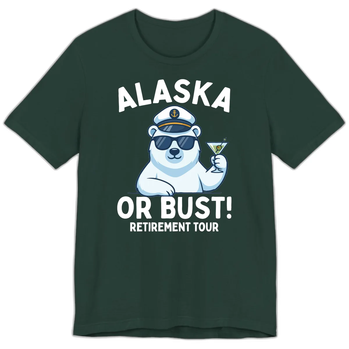 Alaska Or Bust Retirement Tour Polar Bear Premium T-Shirt in Forest