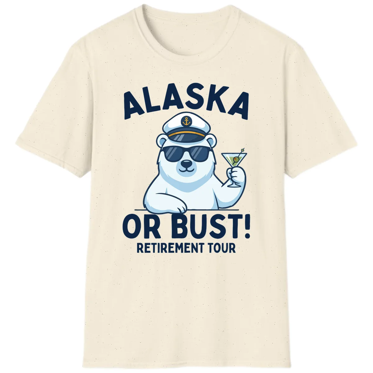 Alaska Or Bust Retirement Tour Polar Bear T-Shirt in Natural