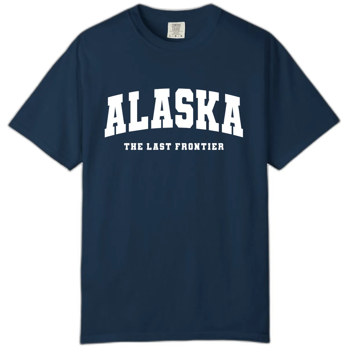 Alaska The Last Frontier Bold Text Comfort Color in True Navy