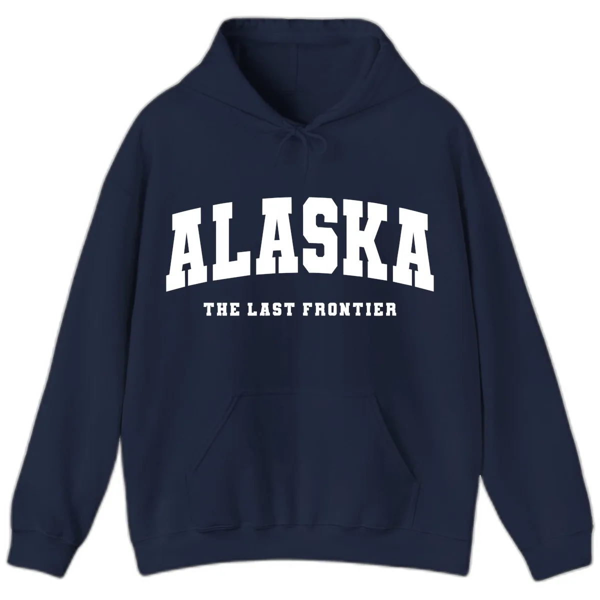 Alaska The Last Frontier Bold Text Hoodie in Navy