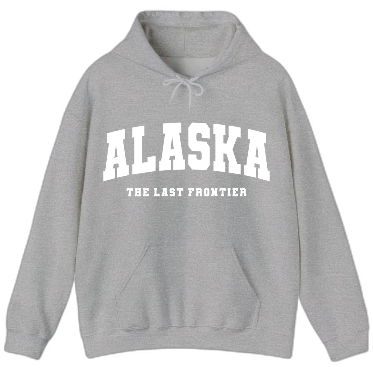 Alaska The Last Frontier Bold Text Hoodie in Sport Grey