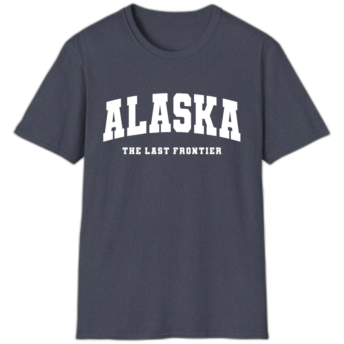 Alaska The Last Frontier Bold Text T-Shirt in Heather Navy