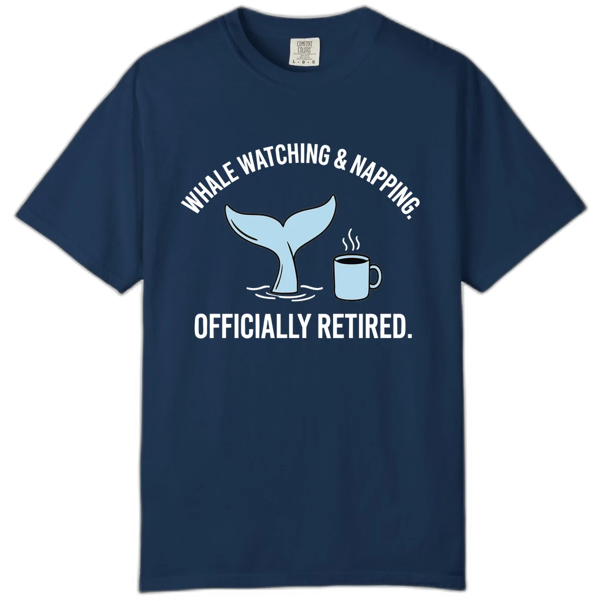 Whale Watching And Napping Officially Retired Comfort Color in Navy