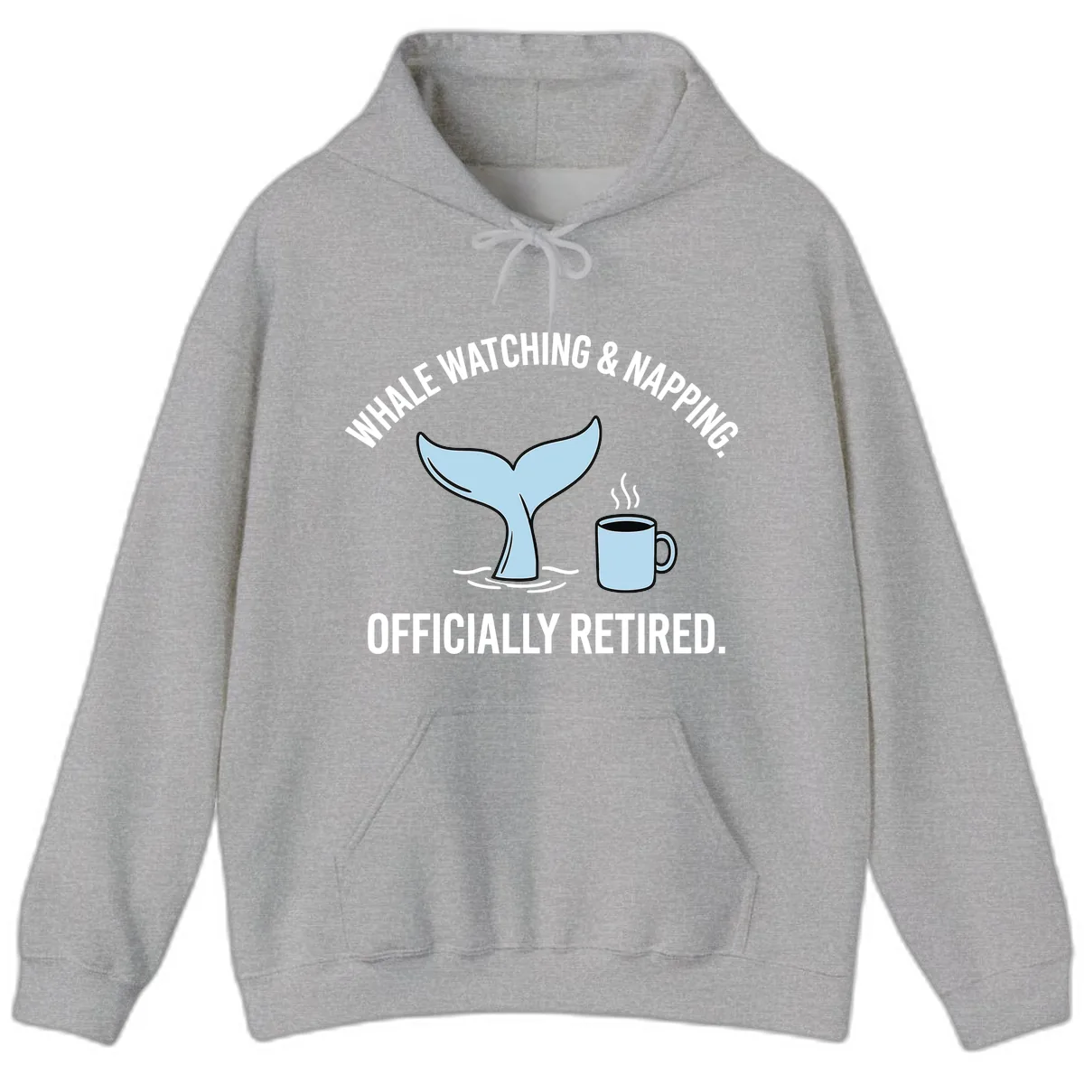 Whale Watching And Napping Officially Retired Hoodie in Sport Grey