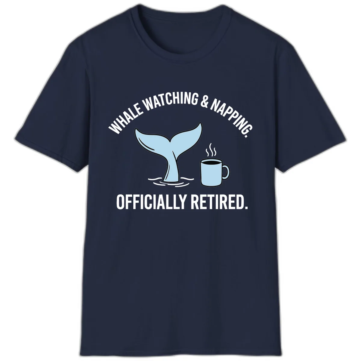 Whale Watching And Napping Officially Retired T-Shirt in Navy