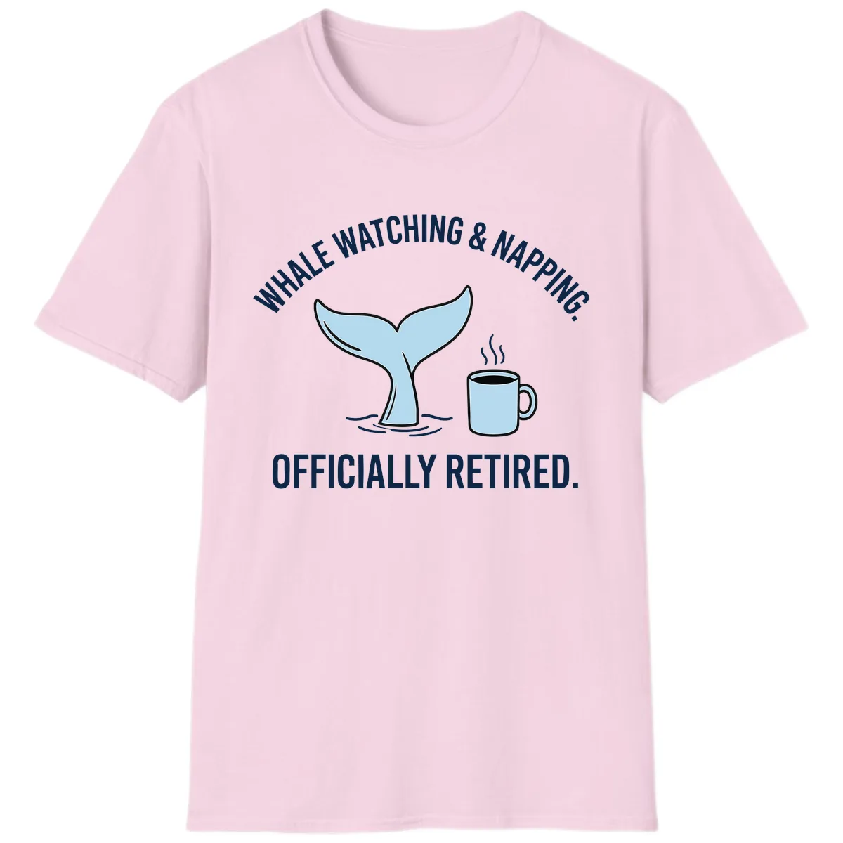 Whale Watching And Napping Officially Retired T-Shirt in Light Pink