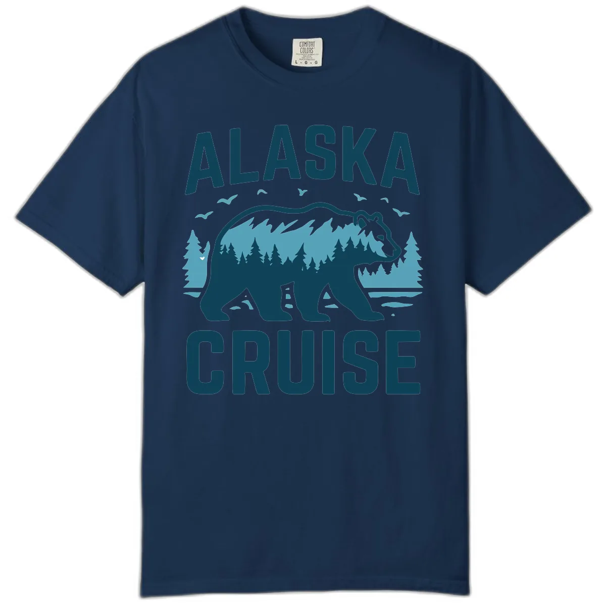 Alaska Cruise Bear Mountain Forest Design Comfort Color in Navy