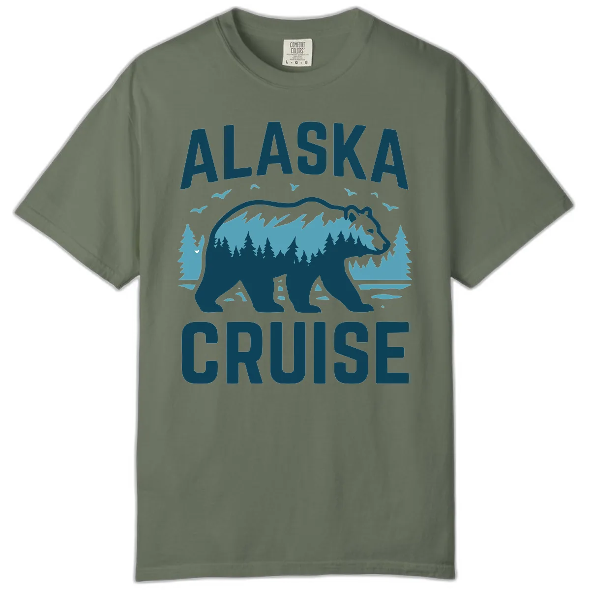 Alaska Cruise Bear Mountain Forest Design Comfort Color in Moss