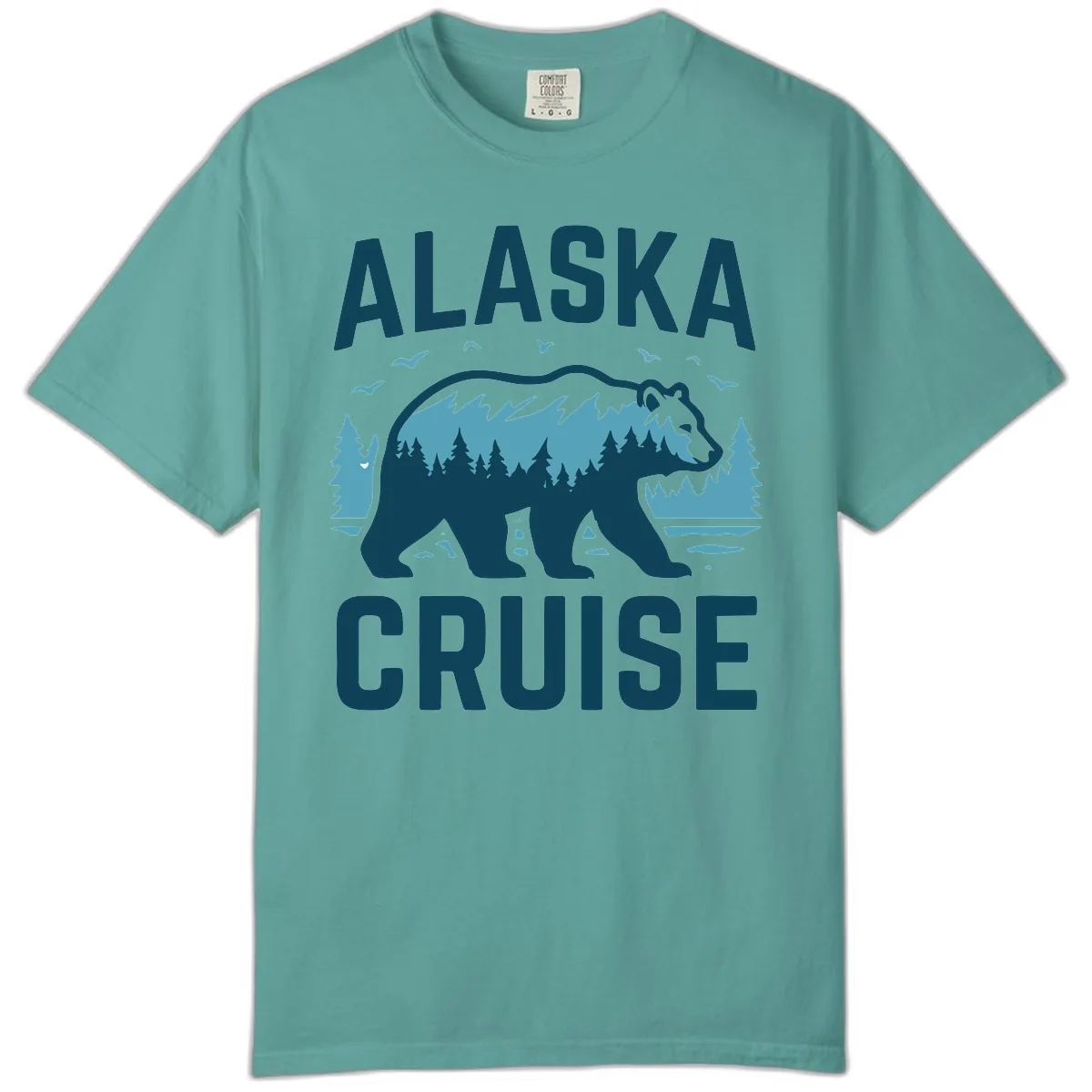 Alaska Cruise Bear Mountain Forest Design Comfort Color in Seafoam