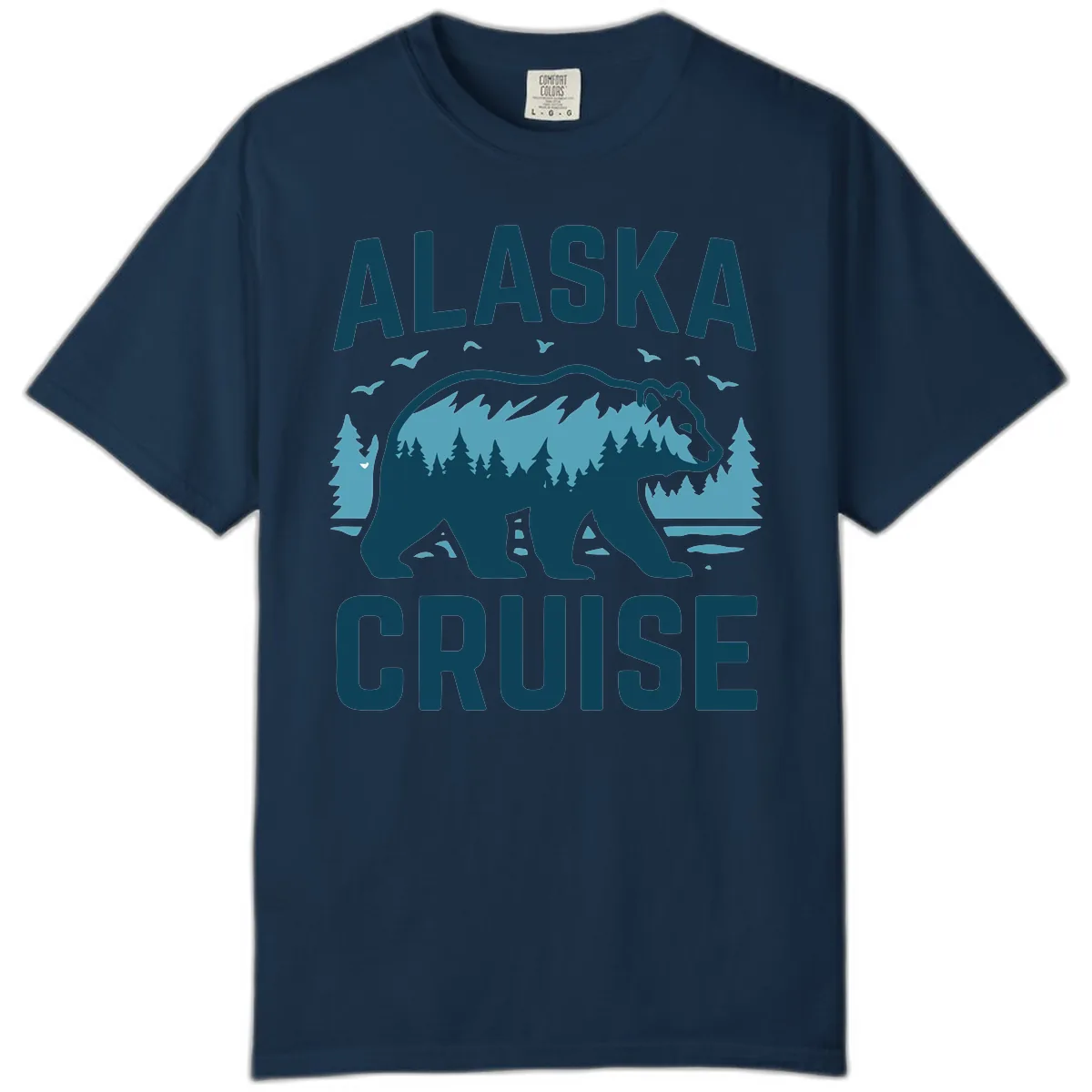 Alaska Cruise Bear Mountain Forest Design Comfort Color in True Navy