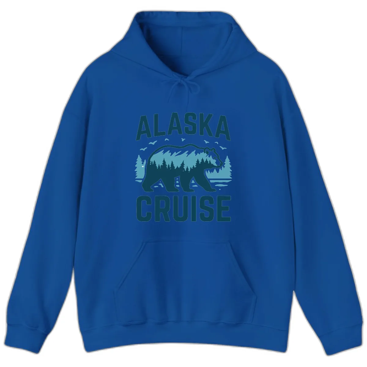 Alaska Cruise Bear Mountain Forest Design Hoodie in Royal