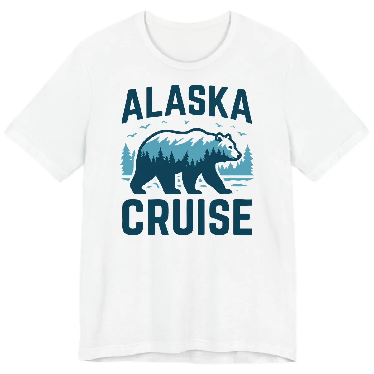 Alaska Cruise Bear Mountain Forest Design Premium T-Shirt in White