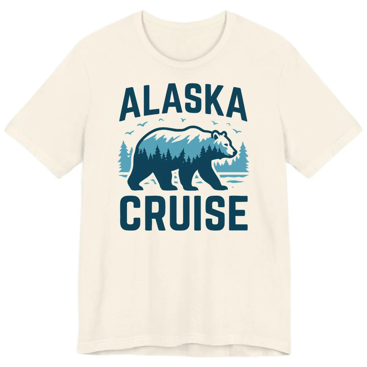 Alaska Cruise Bear Mountain Forest Design Premium T-Shirt in Natural