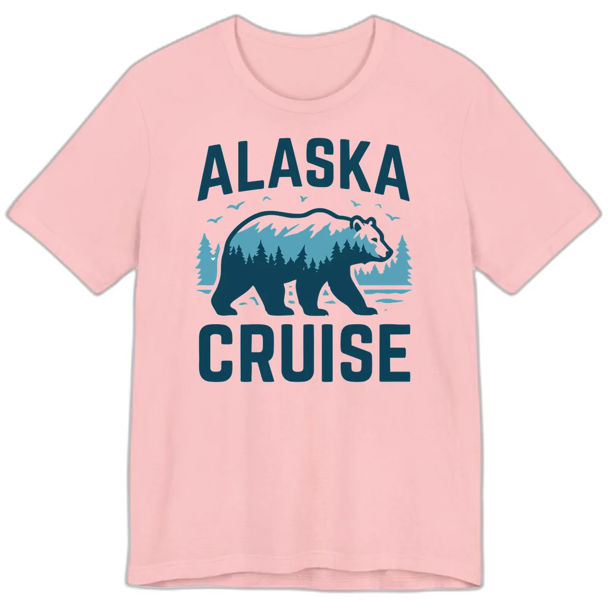 Alaska Cruise Bear Mountain Forest Design Premium T-Shirt in Pink
