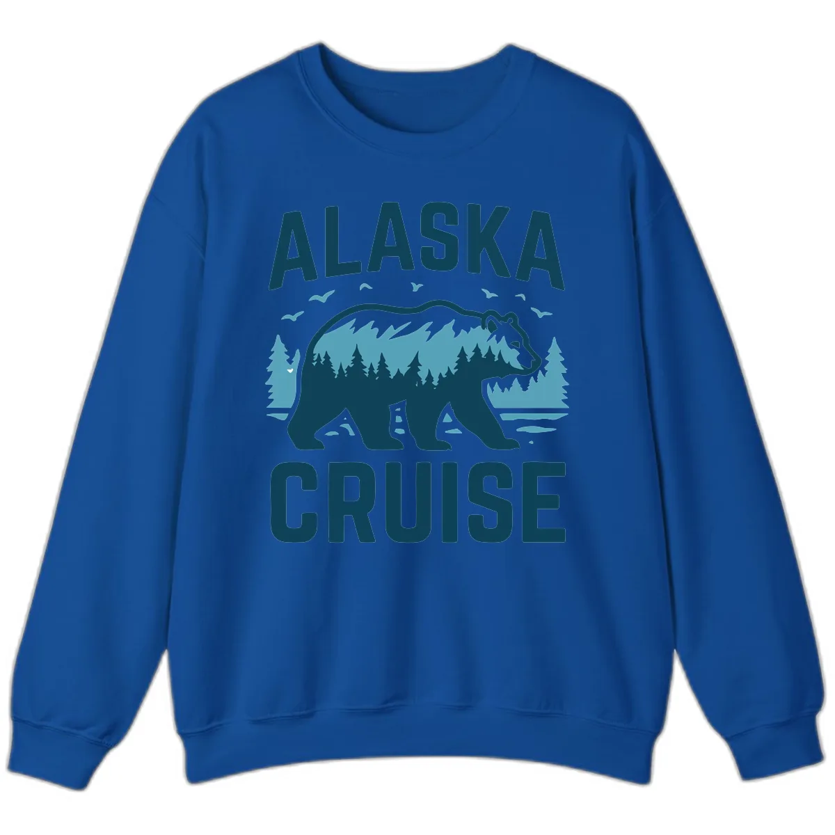 Alaska Cruise Bear Mountain Forest Design Sweatshirt in Royal