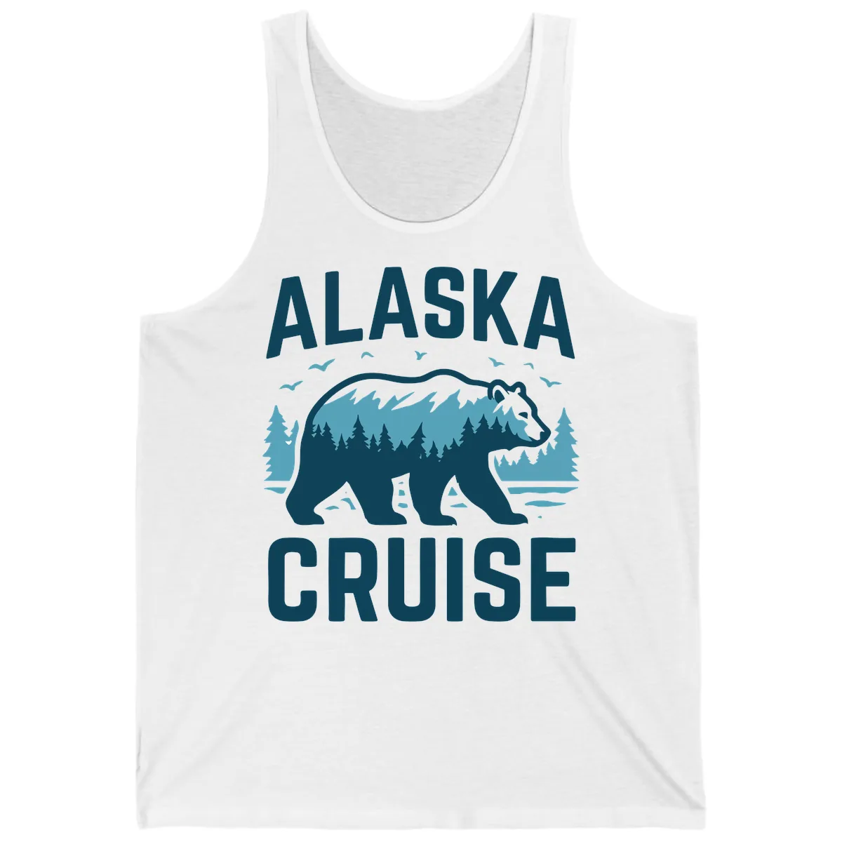 Alaska Cruise Bear Mountain Forest Design Tank in White