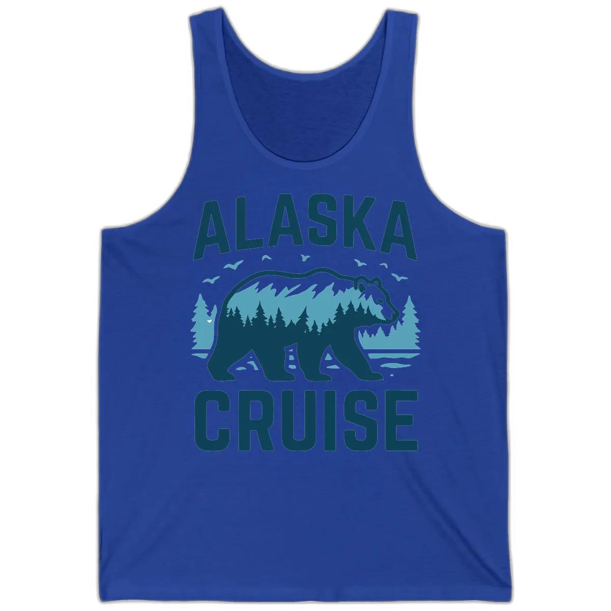 Alaska Cruise Bear Mountain Forest Design Tank in True Royal