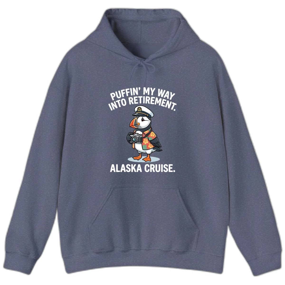 Puffin' Into My Retirement Alaska Cruise Hoodie in Heather Navy