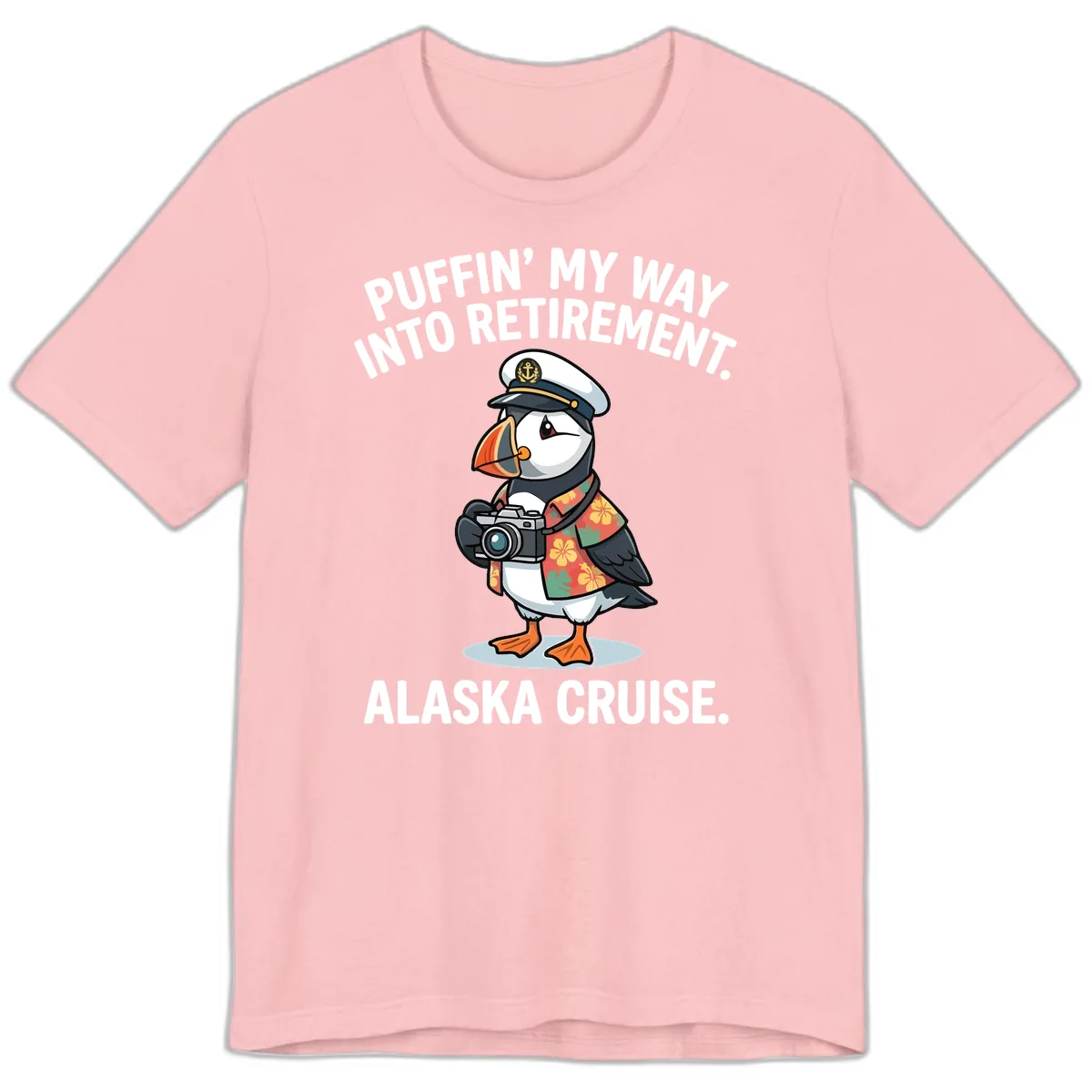Puffin' Into My Retirement Alaska Cruise Premium T-Shirt in Pink