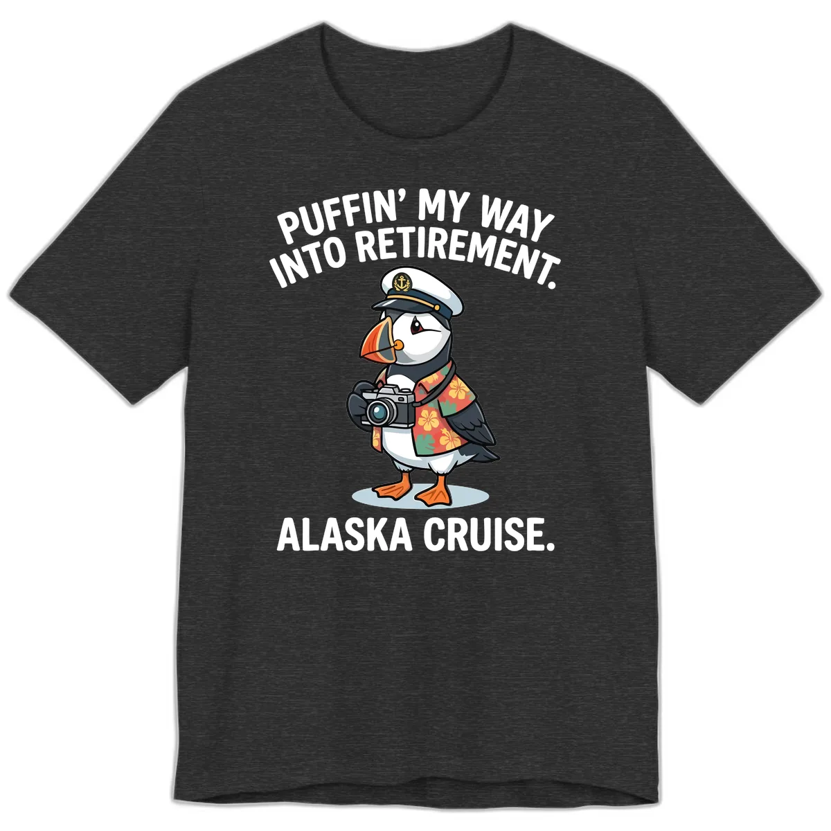 Puffin' Into My Retirement Alaska Cruise Premium T-Shirt in Dark Grey Heather