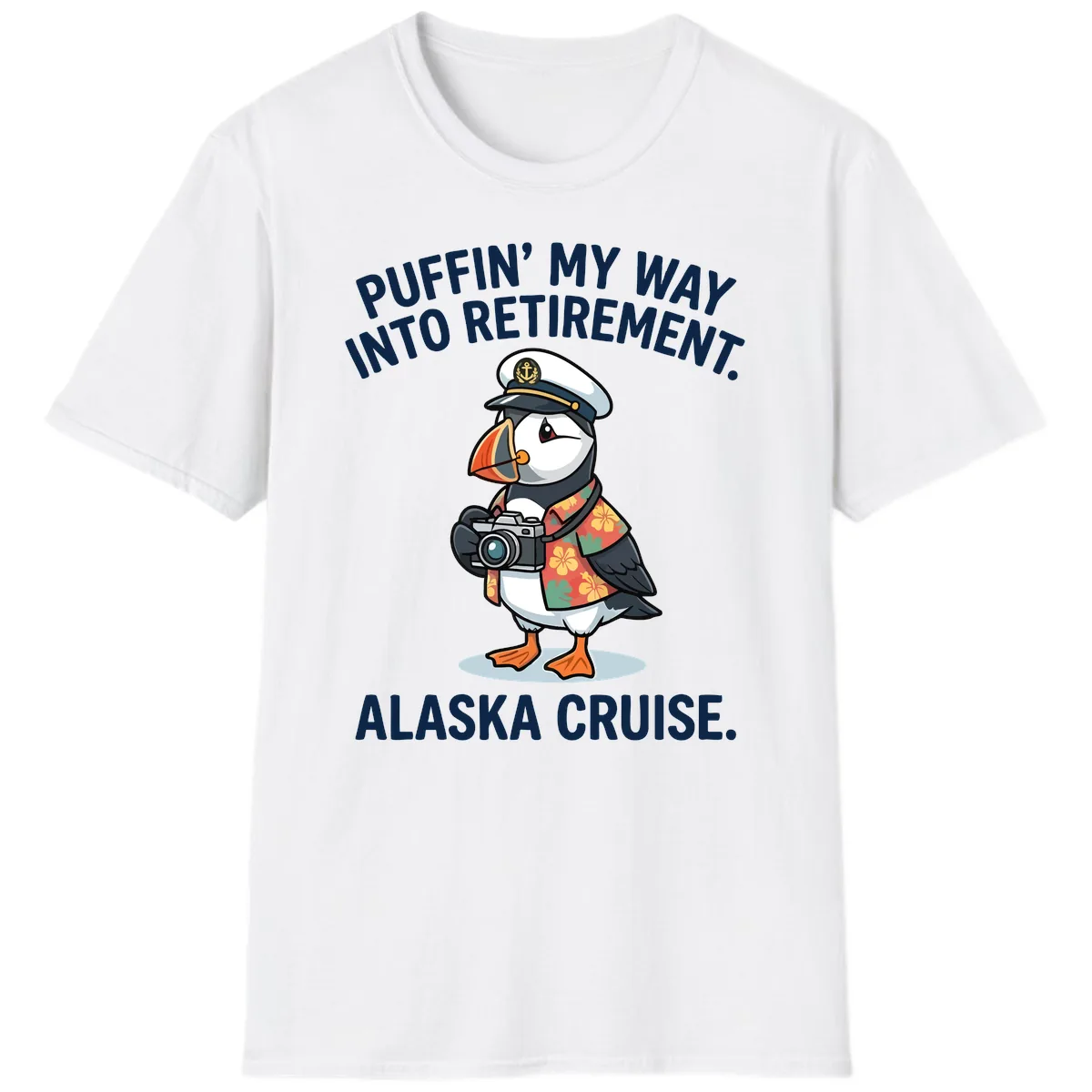 Puffin' Into My Retirement Alaska Cruise T-Shirt in White
