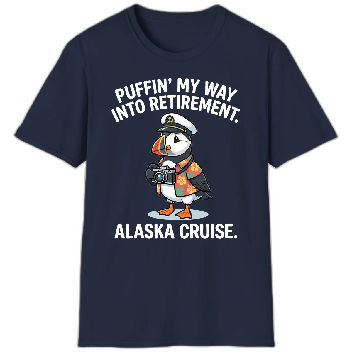 Puffin' Into My Retirement Alaska Cruise T-Shirt in Navy