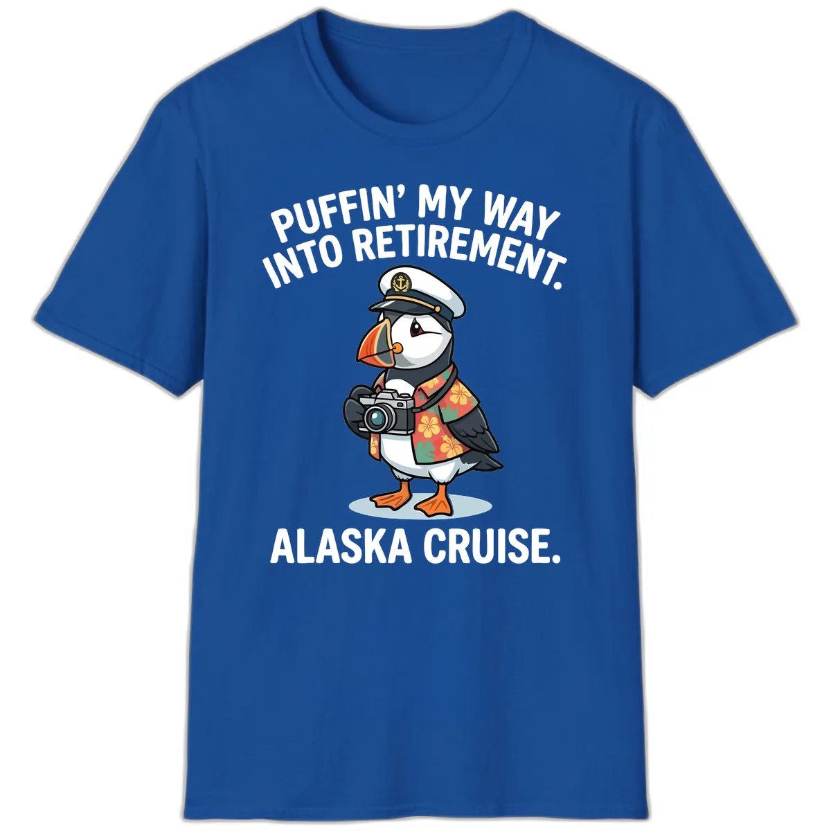 Puffin' Into My Retirement Alaska Cruise T-Shirt in Royal