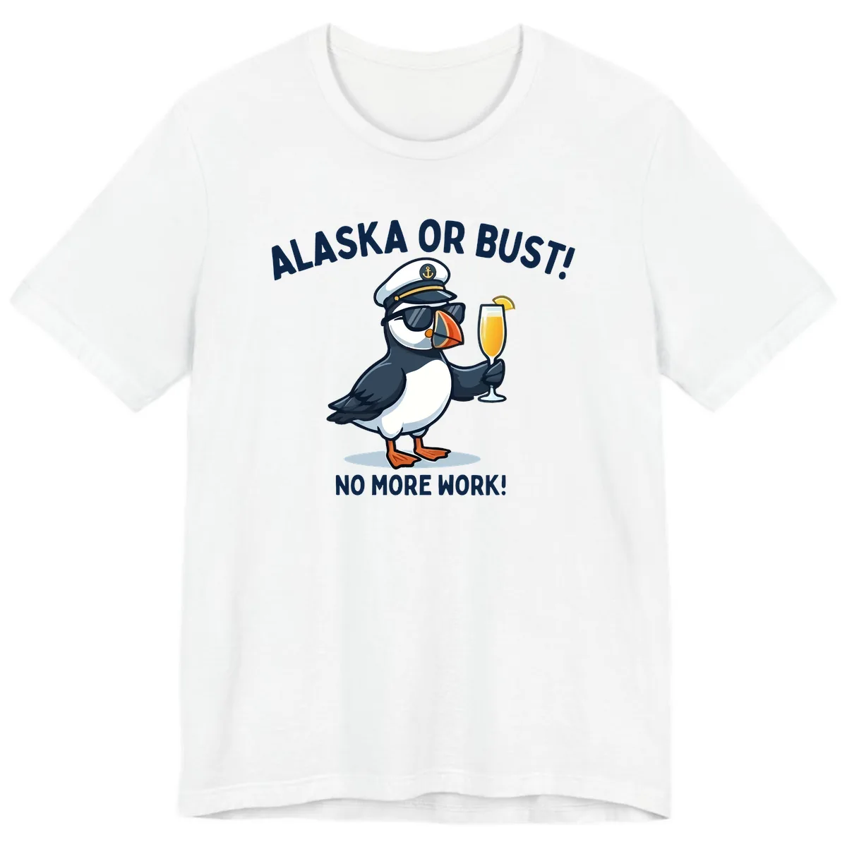 Alaska or Bust Captain Puffin Cruise Fun Premium T-Shirt in White