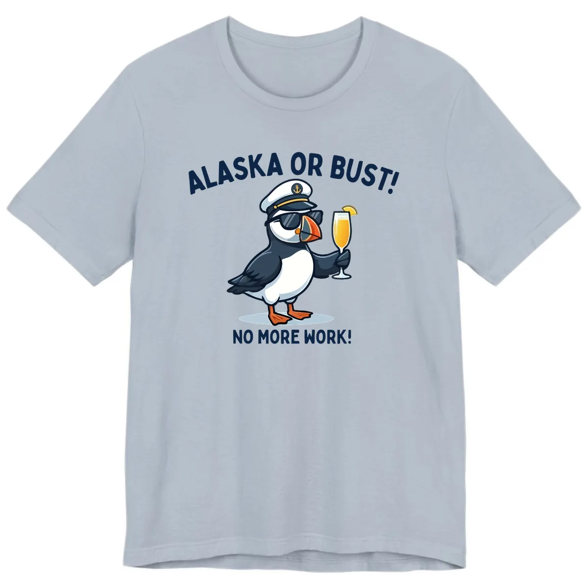Alaska or Bust Captain Puffin Cruise Fun Premium T-Shirt in Light Blue