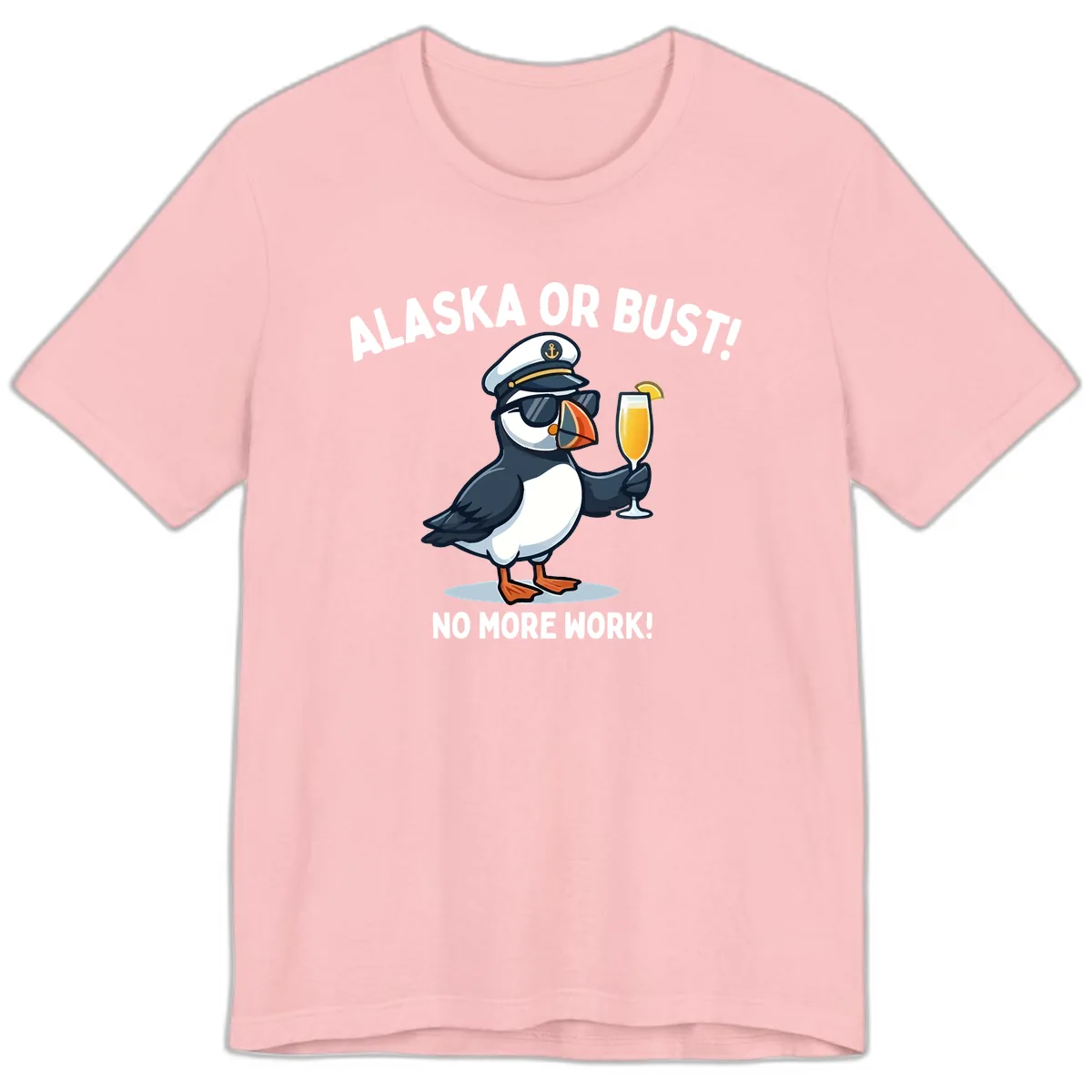 Alaska or Bust Captain Puffin Cruise Fun Premium T-Shirt in Pink