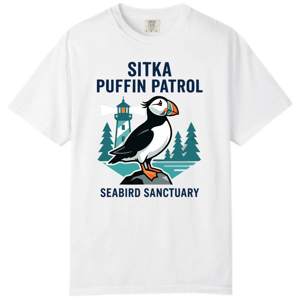 Sitka Puffin Patrol Seabird Sanctuary Adventure Comfort Color in White
