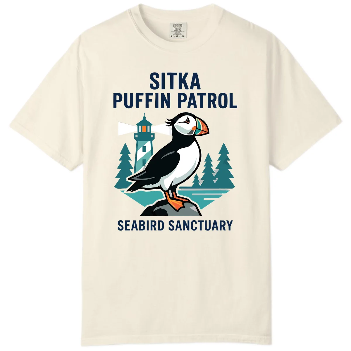 Sitka Puffin Patrol Seabird Sanctuary Adventure Comfort Color in Ivory