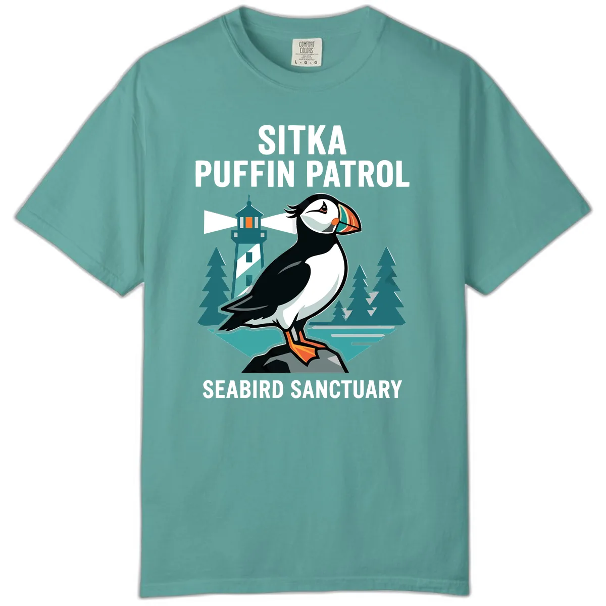 Sitka Puffin Patrol Seabird Sanctuary Adventure Comfort Color in Seafoam