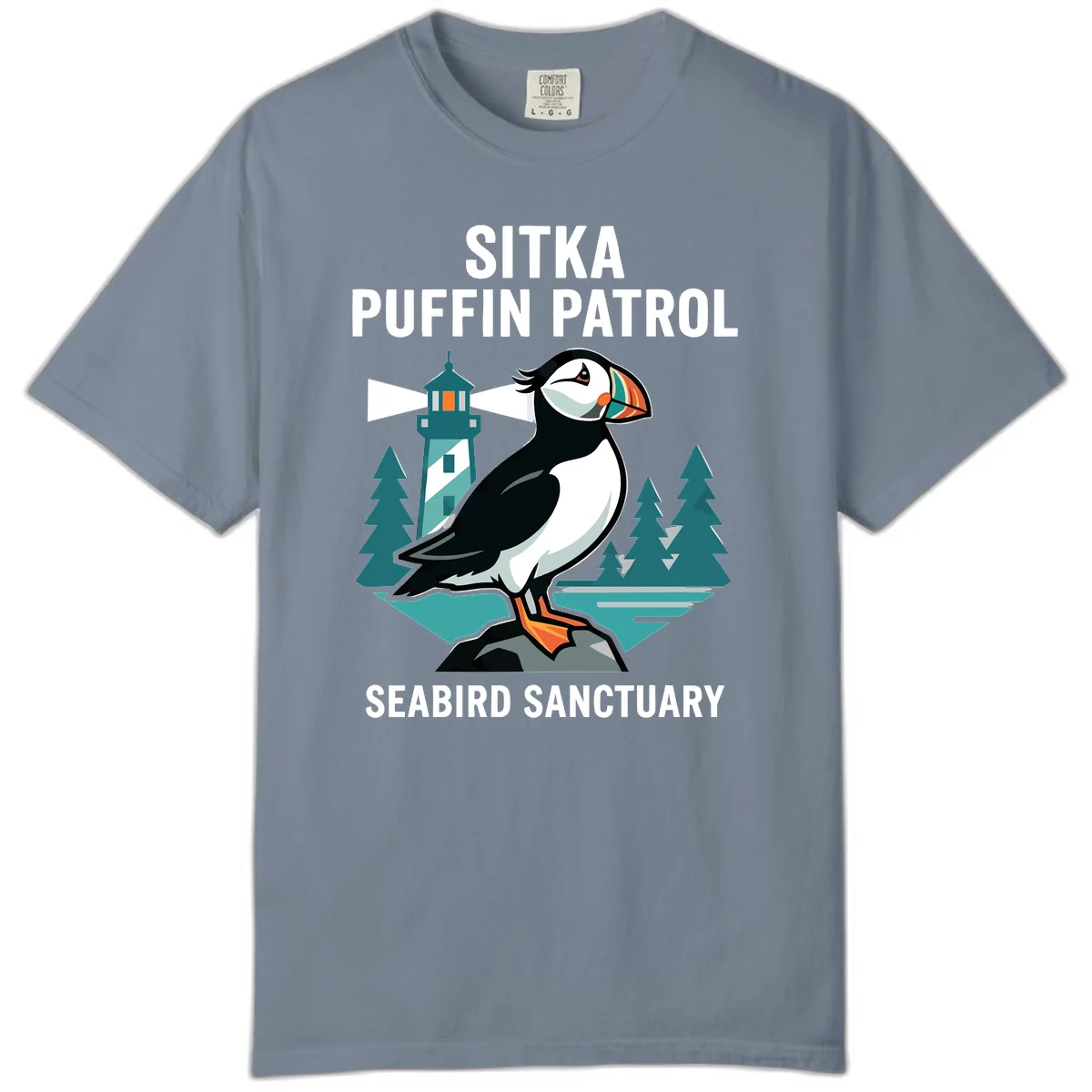 Sitka Puffin Patrol Seabird Sanctuary Adventure Comfort Color in Blue Jean
