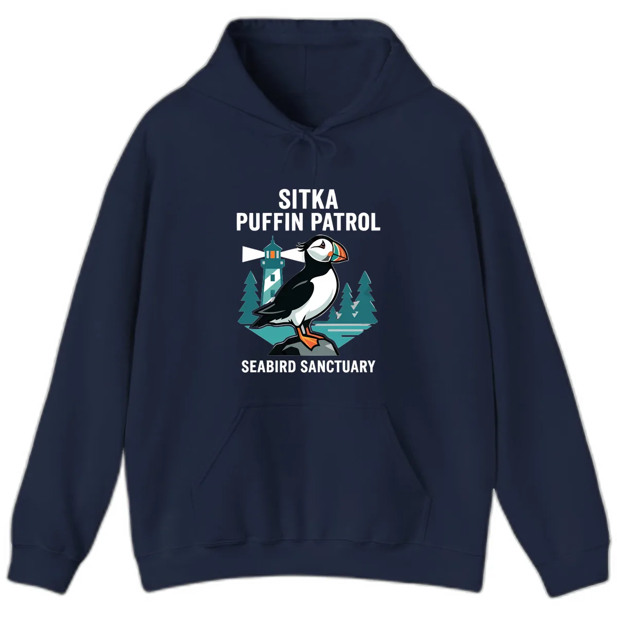 Sitka Puffin Patrol Seabird Sanctuary Adventure Hoodie in Navy