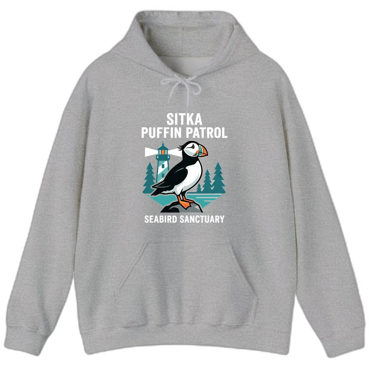 Sitka Puffin Patrol Seabird Sanctuary Adventure Hoodie in Sport Grey