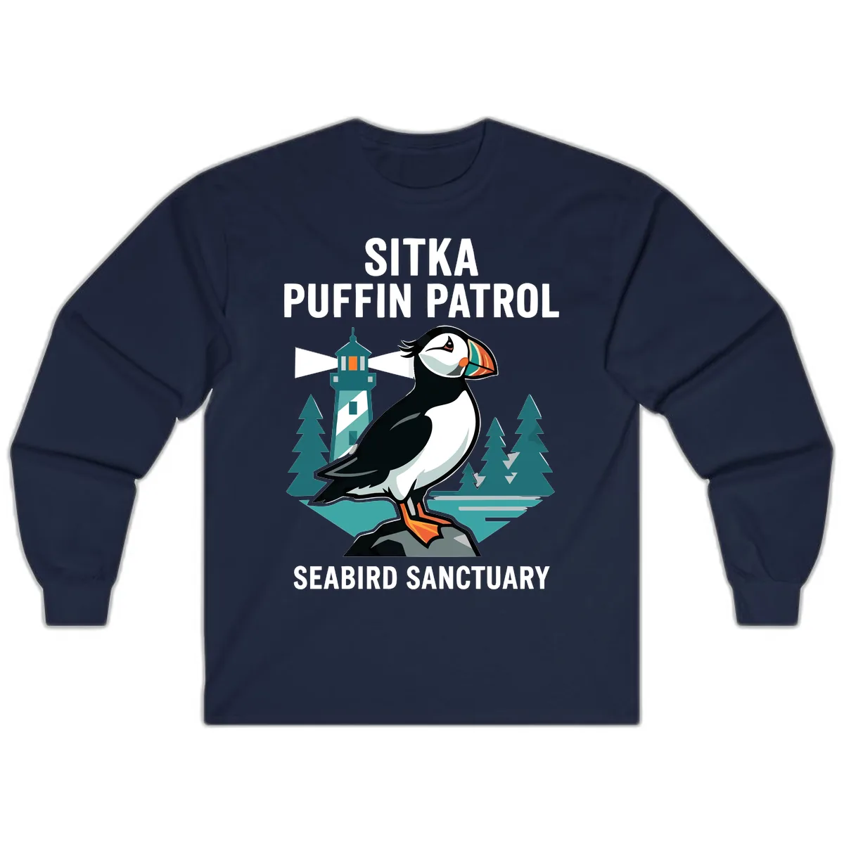 Sitka Puffin Patrol Seabird Sanctuary Adventure Long Sleeve in Navy