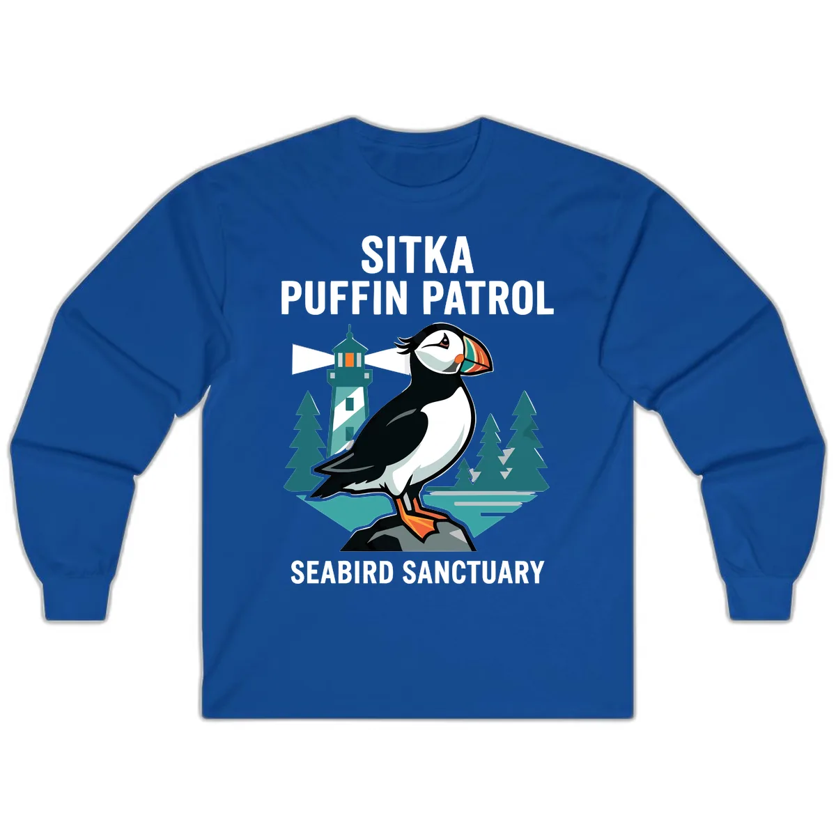 Sitka Puffin Patrol Seabird Sanctuary Adventure Long Sleeve in Royal
