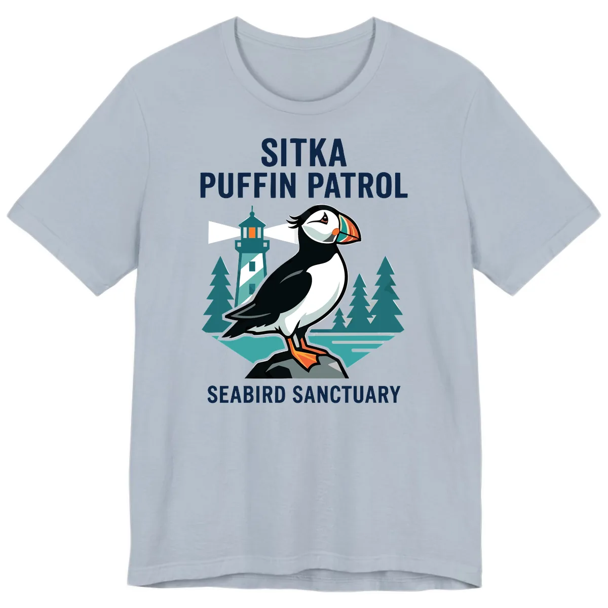 Sitka Puffin Patrol Seabird Sanctuary Adventure Premium T-Shirt in Light Blue