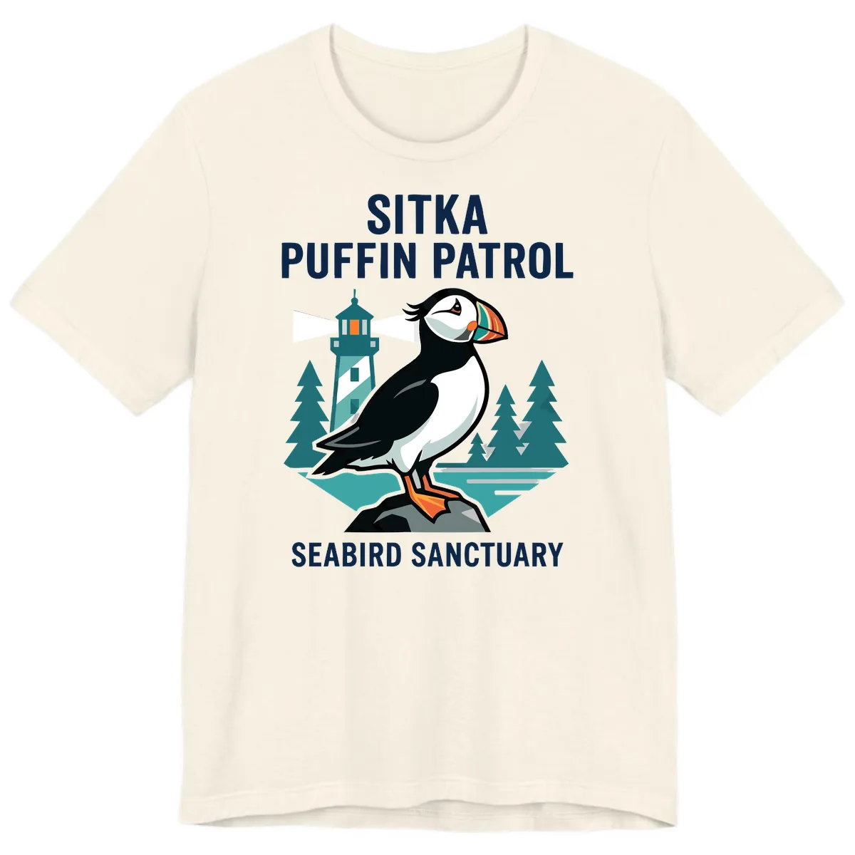 Sitka Puffin Patrol Seabird Sanctuary Adventure Premium T-Shirt in Natural