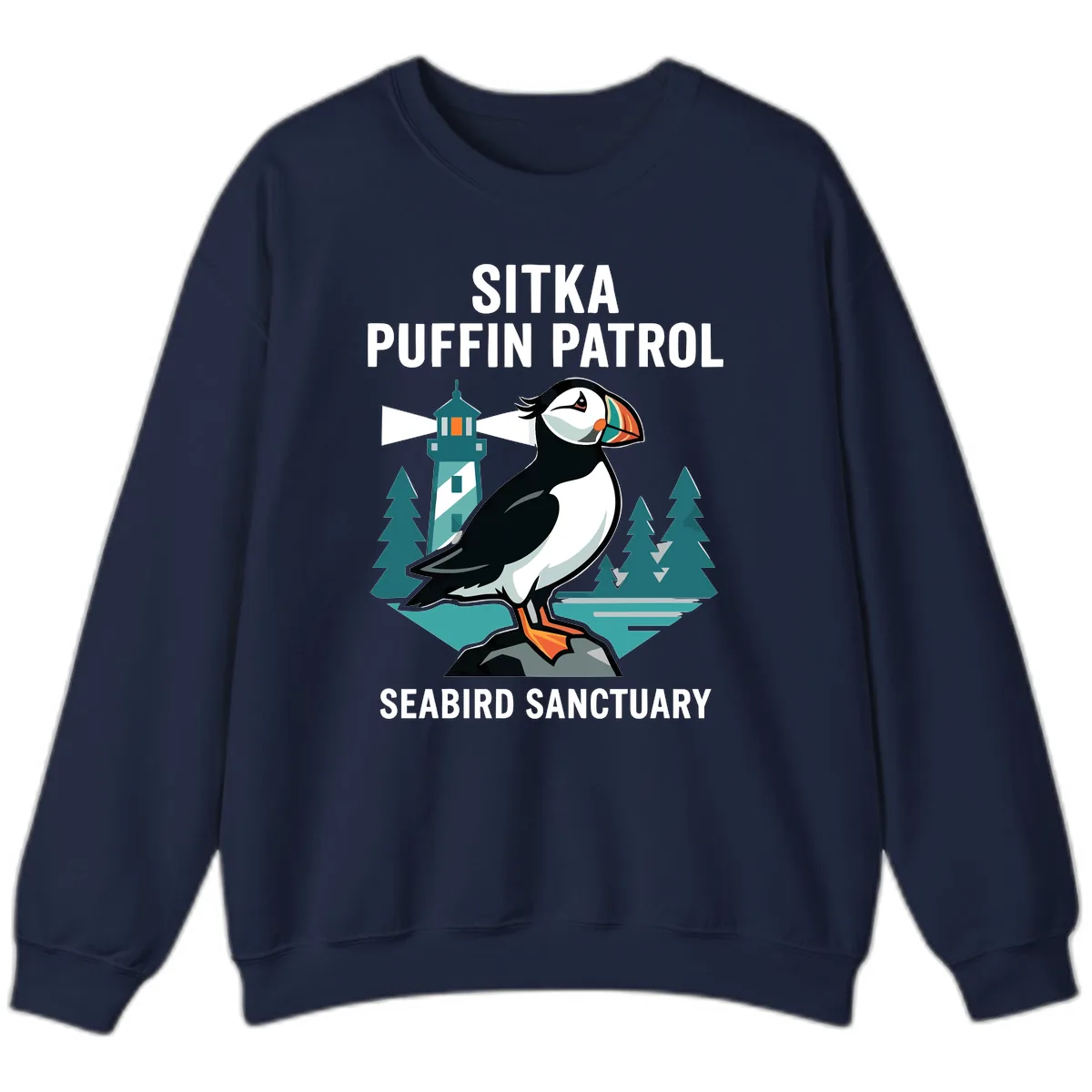 Sitka Puffin Patrol Seabird Sanctuary Adventure Sweatshirt in Navy