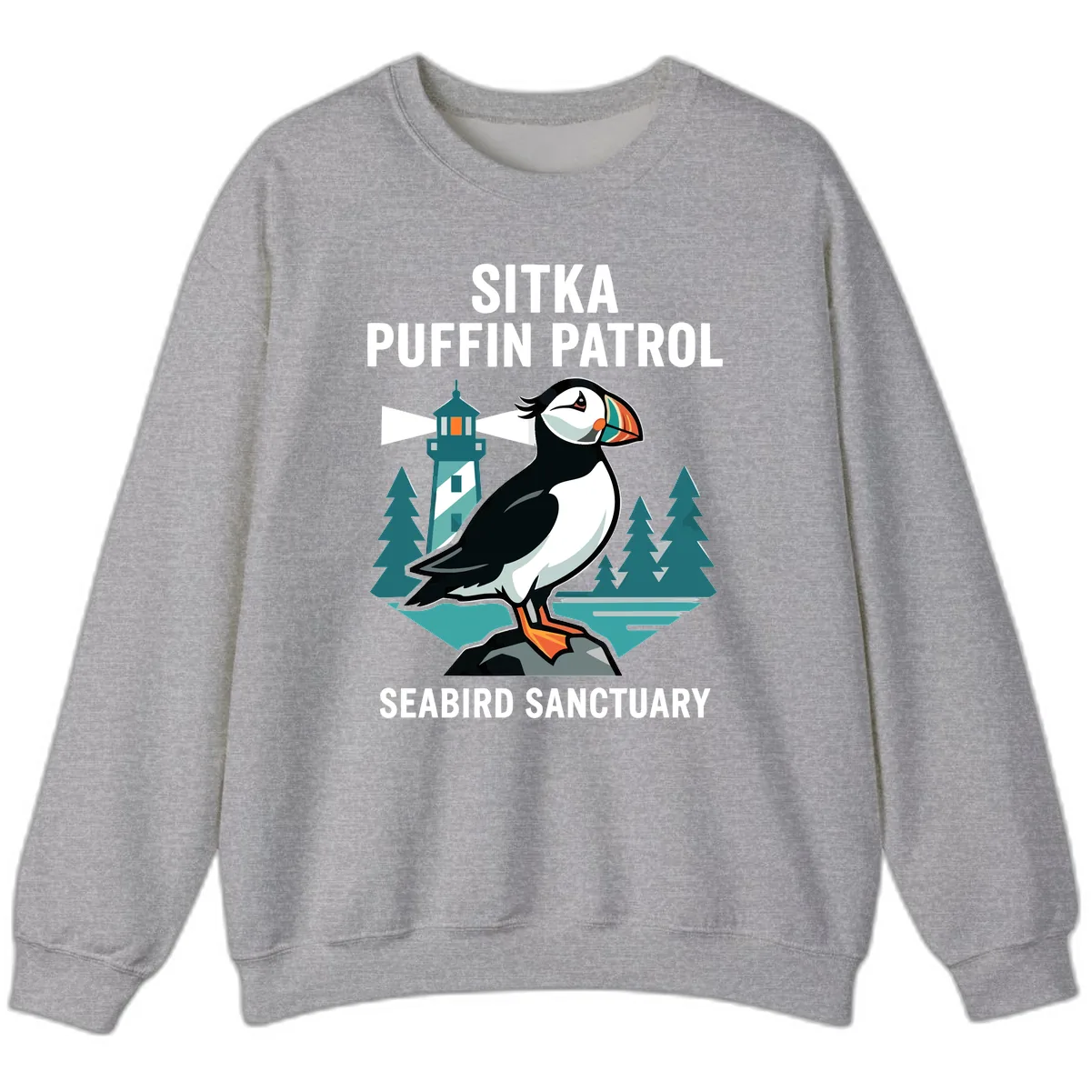 Sitka Puffin Patrol Seabird Sanctuary Adventure Sweatshirt in Sport Grey