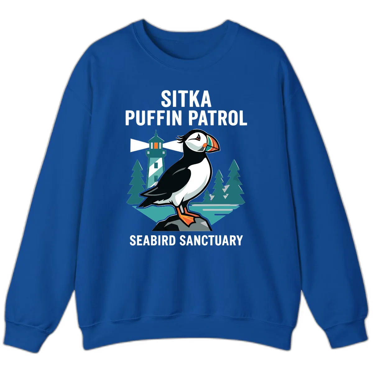 Sitka Puffin Patrol Seabird Sanctuary Adventure Sweatshirt in Royal