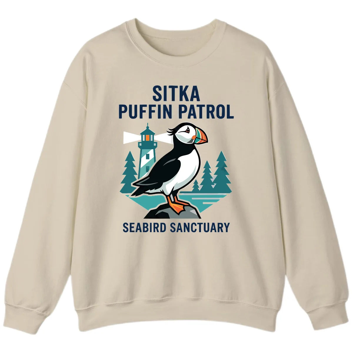 Sitka Puffin Patrol Seabird Sanctuary Adventure Sweatshirt in Sand