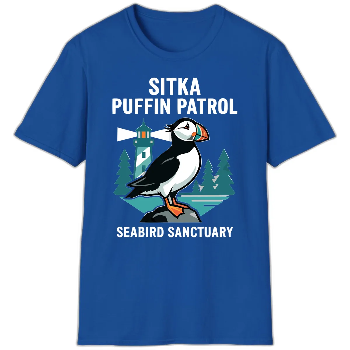 Sitka Puffin Patrol Seabird Sanctuary Adventure T-Shirt in Royal