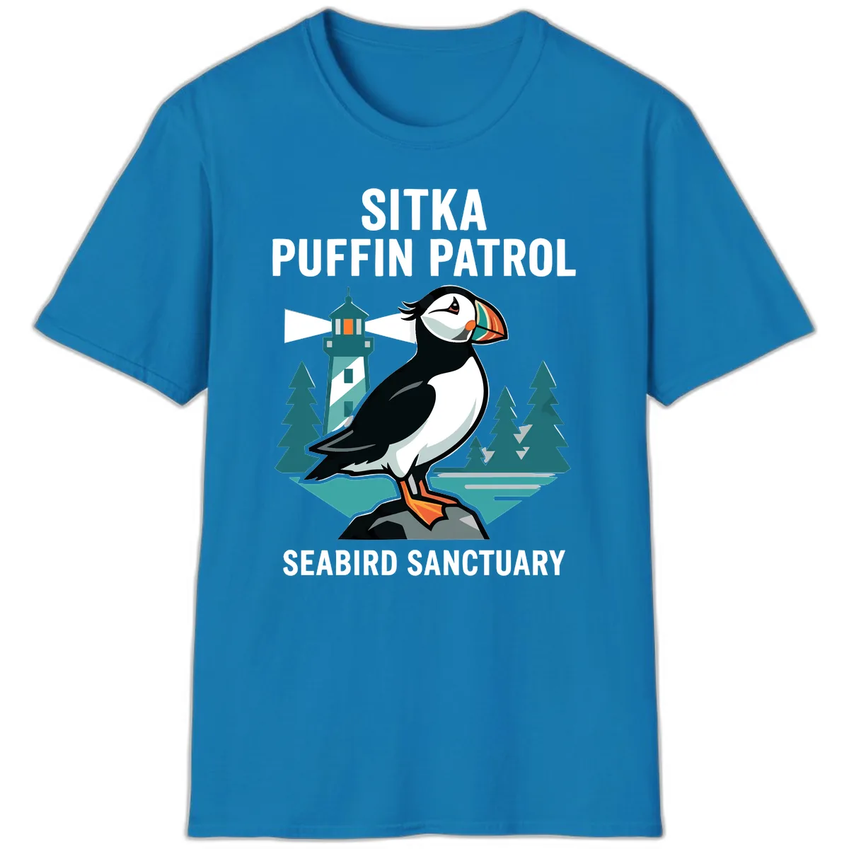 Sitka Puffin Patrol Seabird Sanctuary Adventure T-Shirt in Sapphire