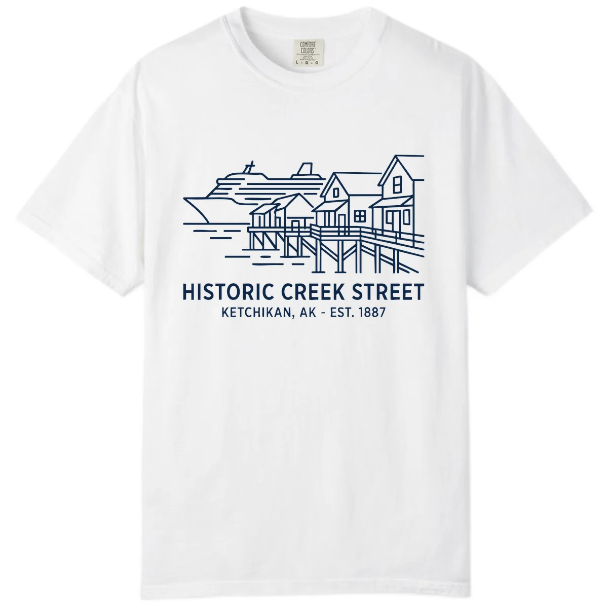 Historic Creek Street Ketchikan Alaska Waterfront Scene Comfort Color in White