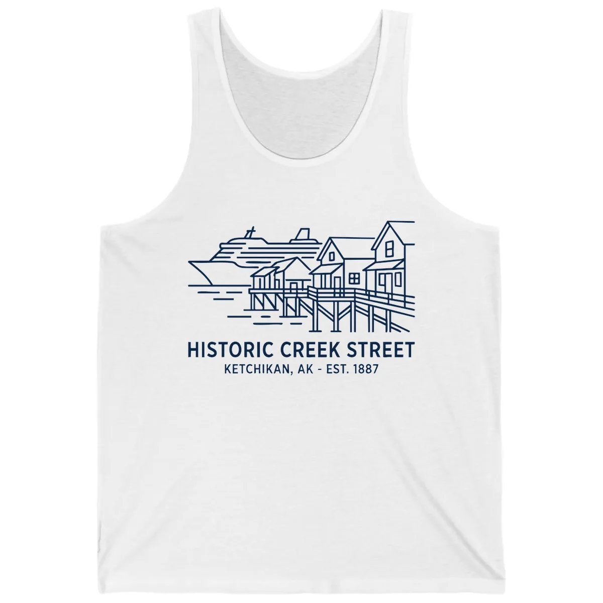 Historic Creek Street Ketchikan Alaska Waterfront Scene Tank in White