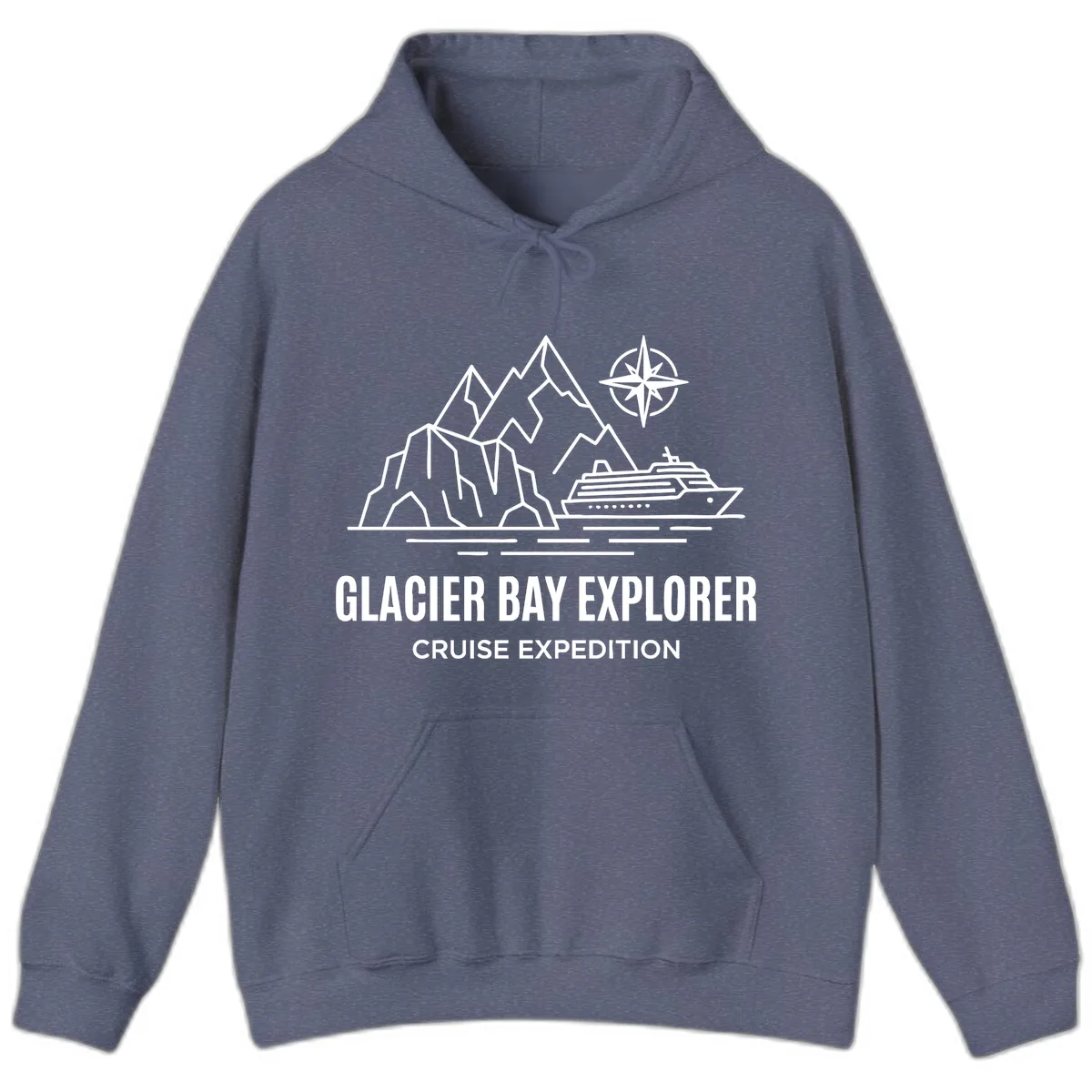 Glacier Bay Explorer Cruise Expedition Scenic Design Hoodie in Heather Navy